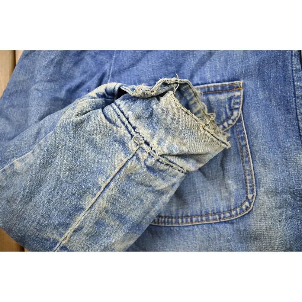 Vintage 1960s Wrangler Denim Jean Chore Coat / Distressed / Made In USA / True V - Picture 5 of 7